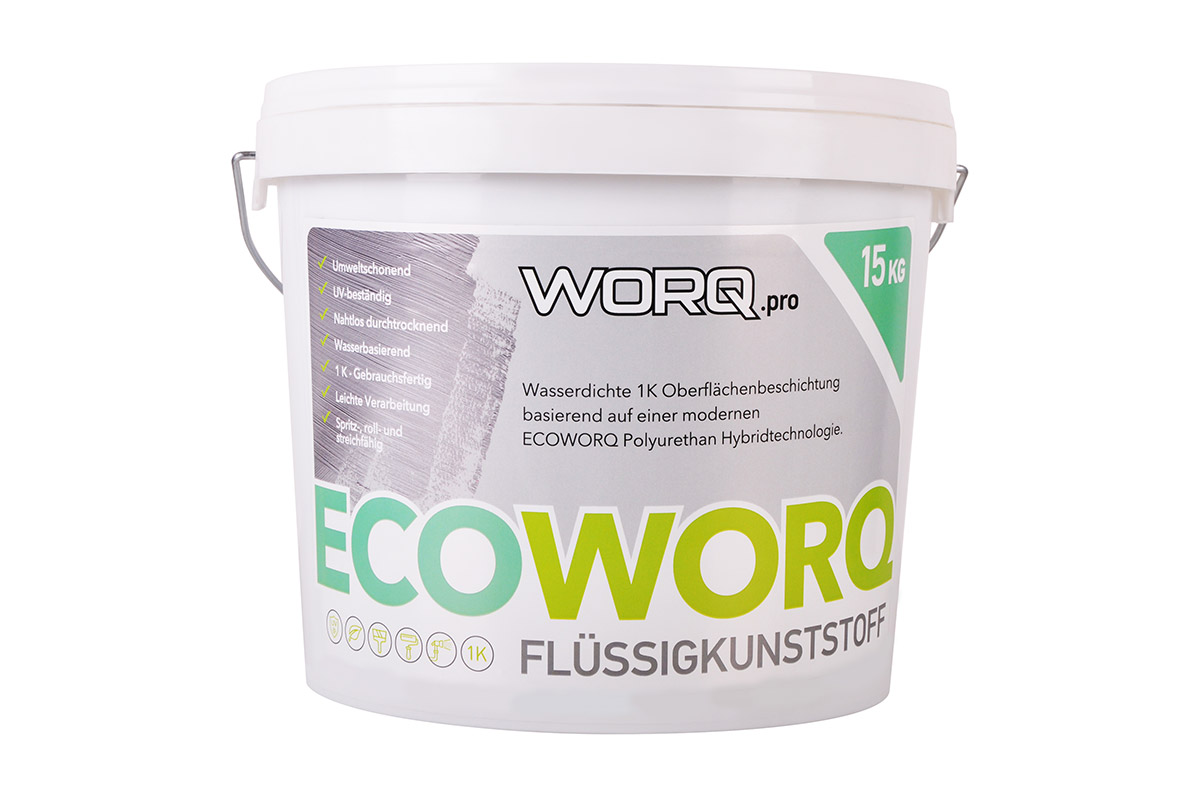 Originalproduktfoto: 15-kg-Eimer ECOWORQ Flüssigkunststoff von WORQ.pro